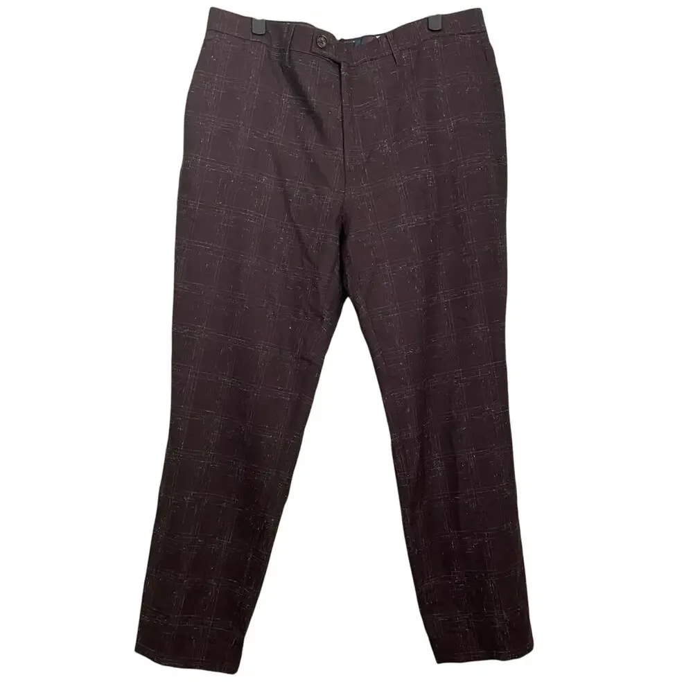 Ted Baker Men's Ddarto‎ Boucle Classic Fit Trousers Brown Pattern 36R